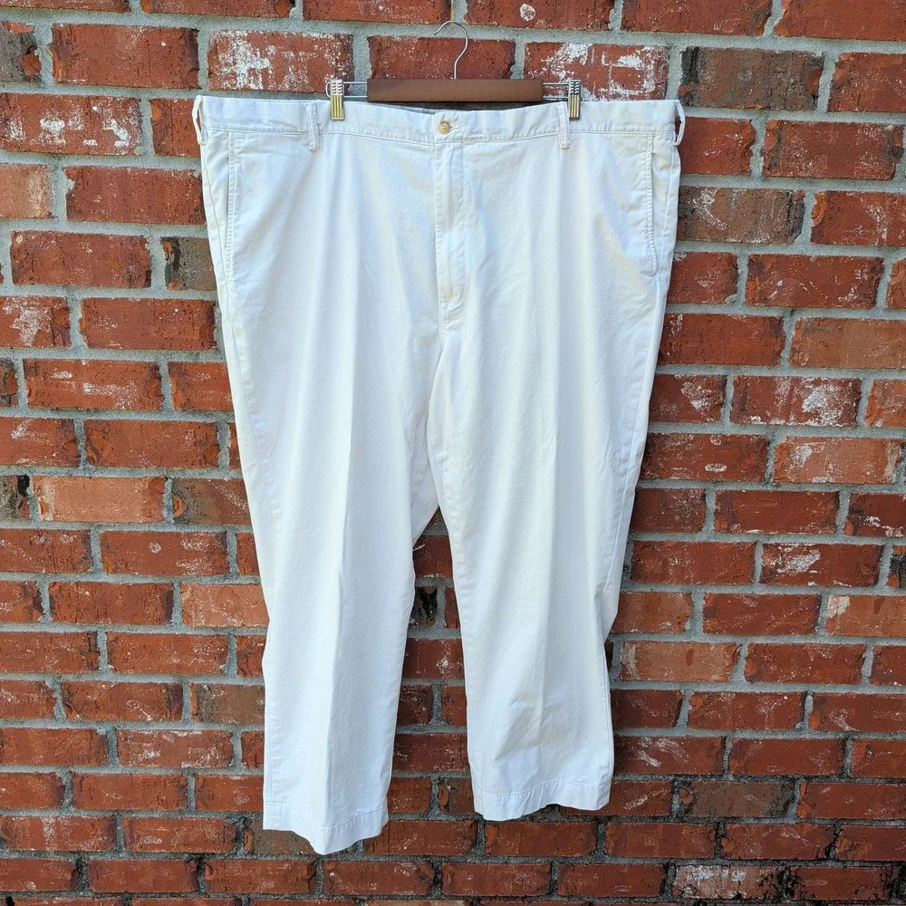 Polo Ralph Lauren Chino Pants Mens 48x30 White Stretch Classic Fit Cotton Pony